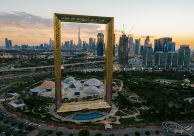 Dubai City Dubai Frame with Burj Khalifa View in Background